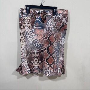 Just Cavali denim skirt size 38 Y2K 90’s vintage Gold Turtle Rare detailed EUC